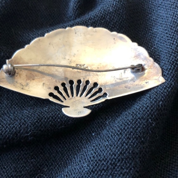 Vintage SIAM Sterling Fan Brooch - Picture 2 of 5